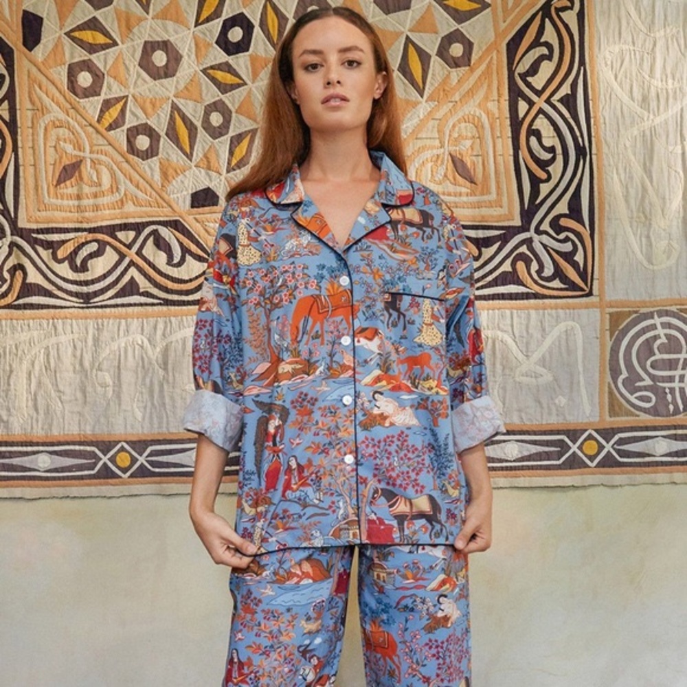 RHODE Blue Floral Pajama TOP
